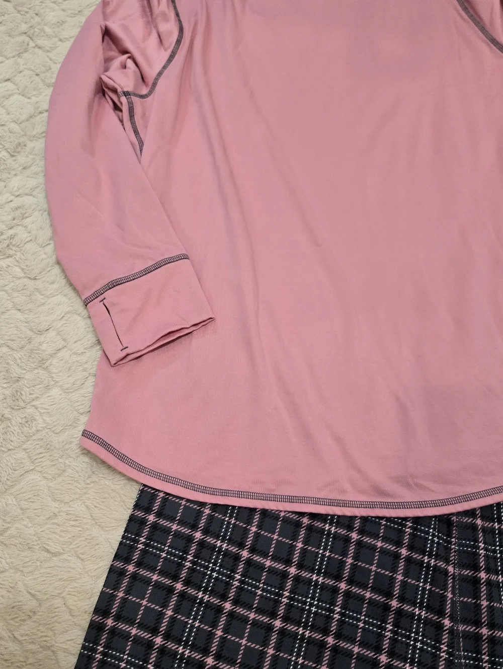 ClimateRight by Cuddl Duds Gray and Pink Tartan Plaid Pajamas, Size XXL